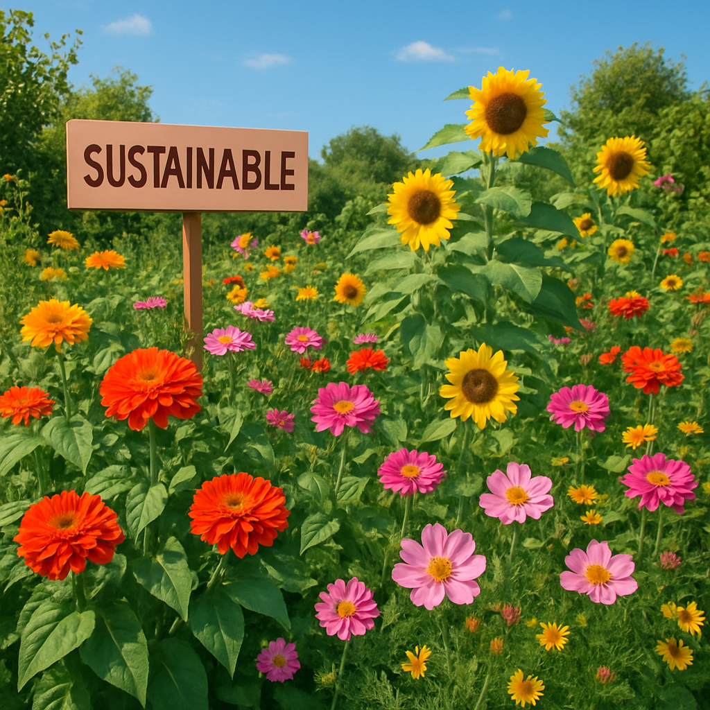 Flowers in a sustainable garden